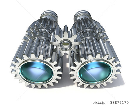 Metal binocular made of cog wheels 3D 58875179