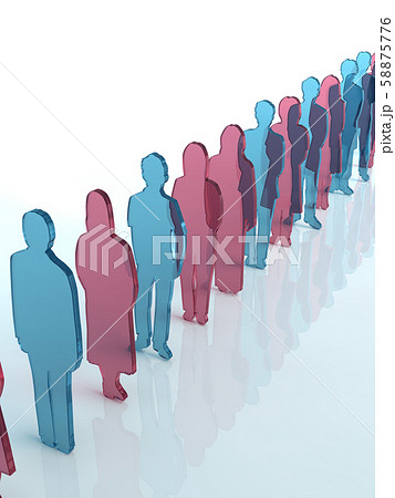 CG　3D　イラスト　デザイン　シルエット　行列　人気　繁盛　一列　秩序　混雑　イベント　期待 58875776