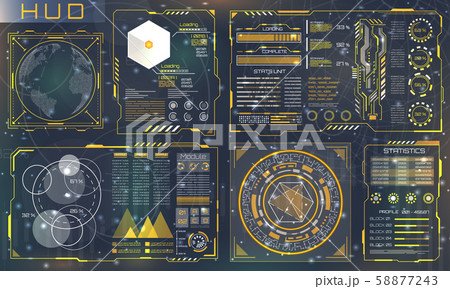 Set HUD Elements for Futuristic Design. Interactive User Interface Control Panels Set HUD Elements for Futuristic Design. Interactive User Interface Control Panels 58877243