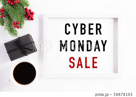 Cyber Monday Sale text on white picture frame decoration 58878103