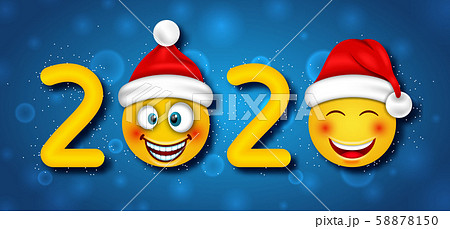 Happy New Year With Funny Emoticons In のイラスト素材