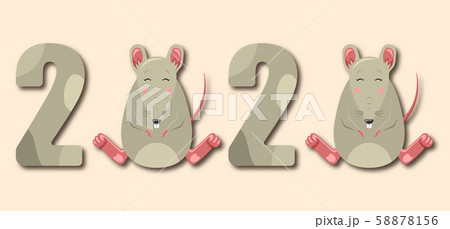 Happy Chinese New Year 2020 Rat Zodiac. Funny Smile Animal 58878156