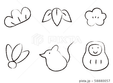 お正月の線画イラスト 58880057