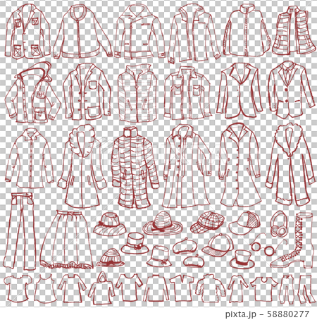 洋服　アウター ファッション　手書きイラスト 58880277