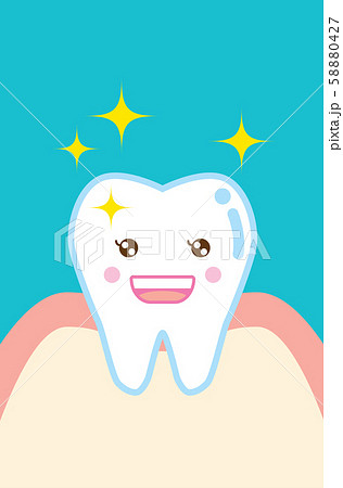 健康な歯のキャラクターのイラスト illustration of healthy tooth 58880427