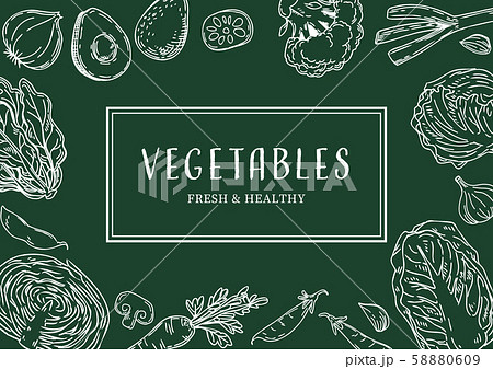 野菜の手描きイラスト フレームのイラスト素材