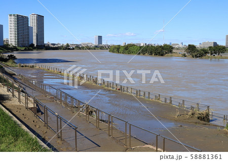 令和元年台風19号多摩川　爪痕 58881361
