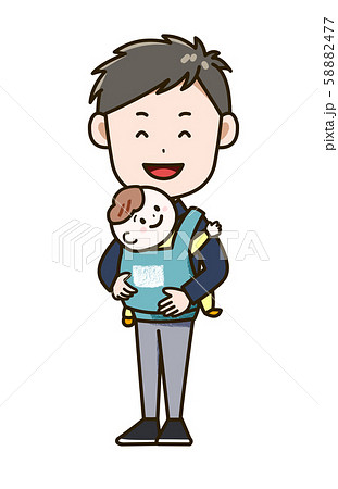 赤ちゃんと男性 ポーズ イラストのイラスト素材 5477