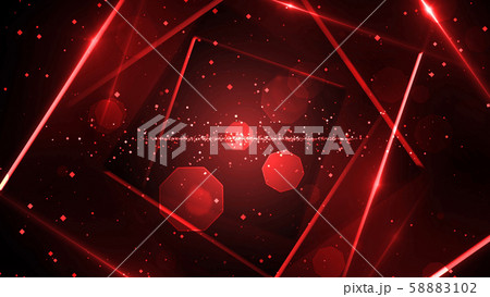 Red virtual abstract background space tunnel with neon line lights 58883102