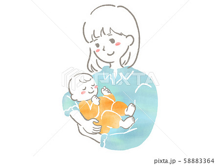 赤ちゃんを抱いているお母さんのイラスト素材 5864