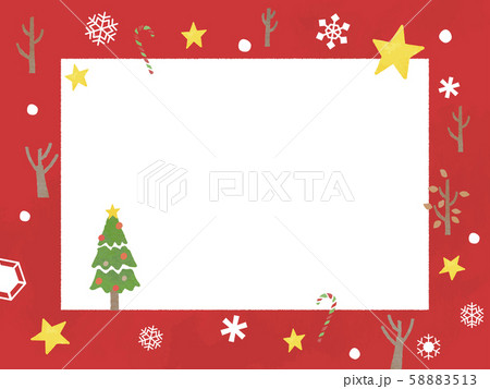 背景 赤 クリスマス フレーム ヨコのイラスト素材 5513