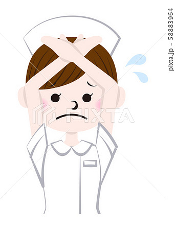 バツのジェスチャーをする看護師 58883964
