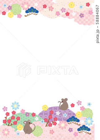 子年-年賀状テンプレート-イ3 58884067