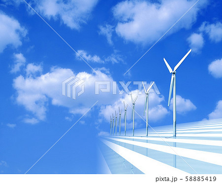 風力発電の風車を建設のイラスト素材