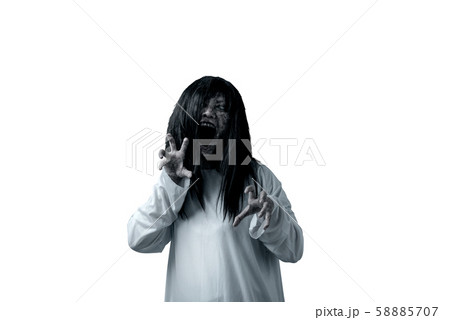 Scary ghost woman with blood and angry face 58885707