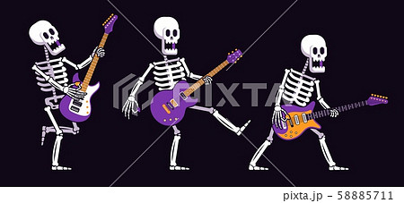 Skeleton with an electric guitar plays rock music 58885711