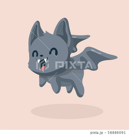 Cute bat cartoon on pastel background..のイラスト素材 [58886091] - PIXTA