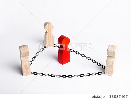 People surrounded the red man with chains. Catch the criminal, neutralize the offender. keep in custody control. Cooperation, collaboration. fight corruption, public control. Prison 58887467