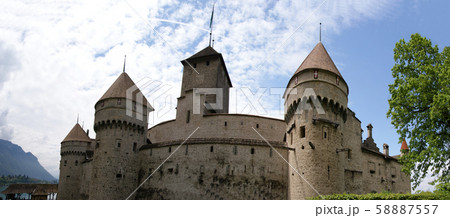 Switzerland - Chateau de Chillon on the lake Leman near Montreux 58887557