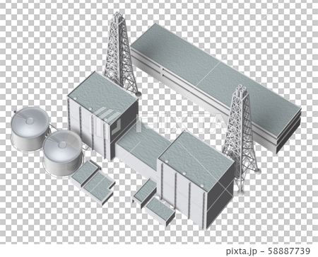 火力発電所のイラスト素材