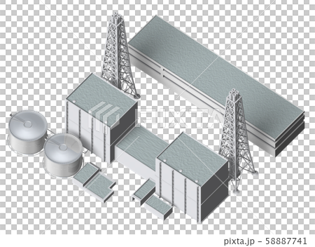 火力発電所のイラスト素材