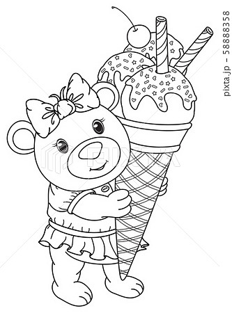 Vector Cute Bear Cartoon Holding Ice Cream のイラスト素材 5858