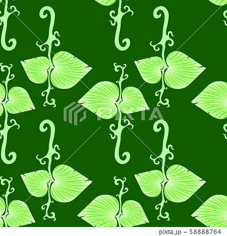 Summer Leaves Isolated on Green Background. Seamless Floral Pattern 58888764