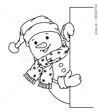 Vector  snowman cartoon  hiding by blank. 58888782