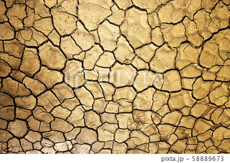 The ground is brown caused by drought 58889673