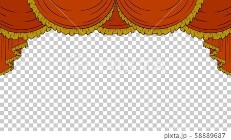 紅色華麗窗簾頂部② 58889687