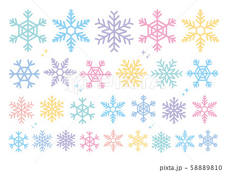 カラフル雪の結晶セットのイラスト素材 [58889810] - PIXTA