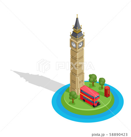 London. Set of detailed isometric vector. 58890423