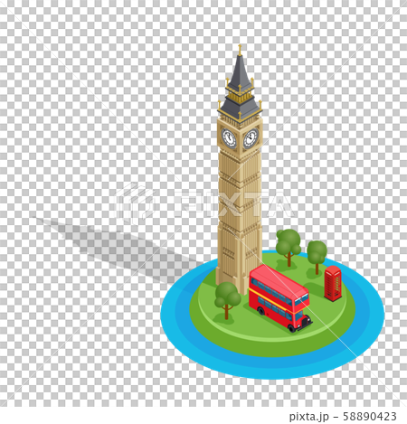 London. Set of detailed isometric vector. 58890423