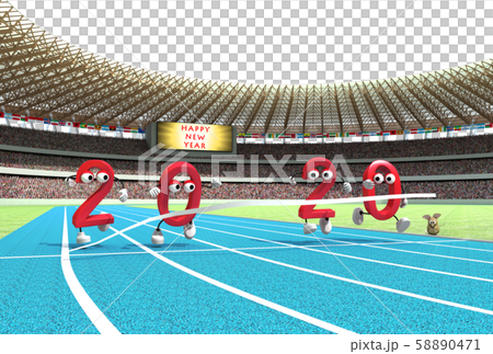 New Year's card material 2020_7b_red 58890471