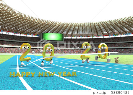 年賀状素材 2020_7a_gold 年賀状素材 2020_7a_gold 58890485