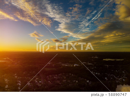 Aerial top down view flying over appartments in 58890747