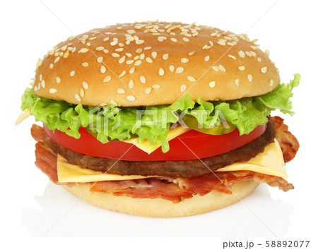 Big hamburger on white background Big hamburger on white background 58892077