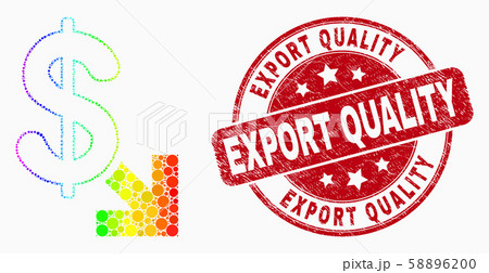 Vector Spectral Pixelated Export Dollar Icon and Distress Export Quality Seal 58896200