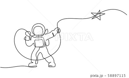 Astronaut logo one continuous line drawing Vector Astronaut logo one continuous line drawing Vector 58897115