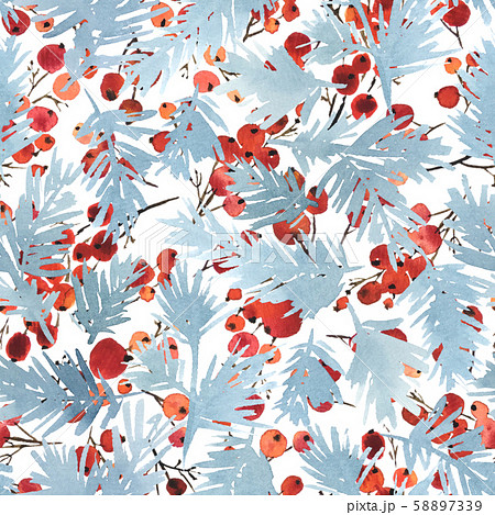 Watercolor Christmas and New Year seamless pattern 58897339
