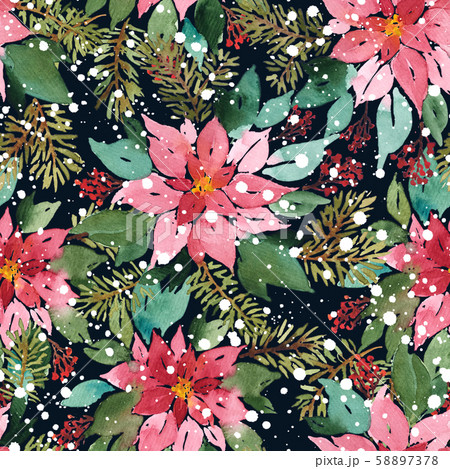 Seamless watercolor Christmas pattern with 58897378