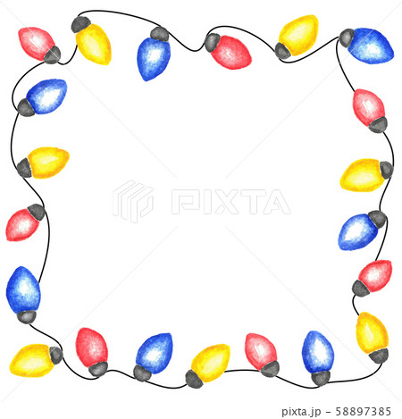 Watercolor garland of blue, red and yellow light 58897385