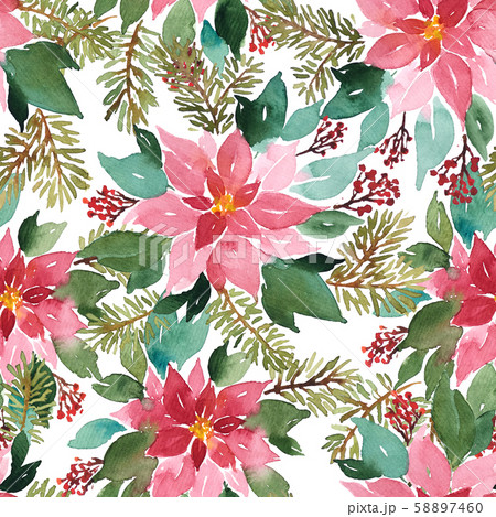 Seamless watercolor Christmas pattern with 58897460