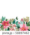 Watercolor Christmas card with evergeen plants. 58897462