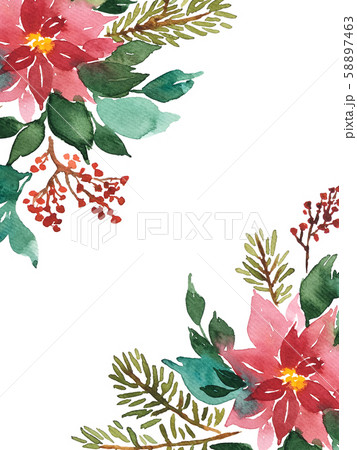 Watercolor Christmas composition with evergeen Watercolor Christmas composition with evergeen 58897463