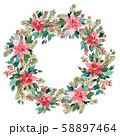 Watercolor Christmas wreath of evergeen plants. 58897464