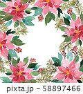 Watercolor Christmas frame arrangement of evergeen 58897466