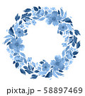 Watercolor loose flowers wreath. Floral circle 58897469