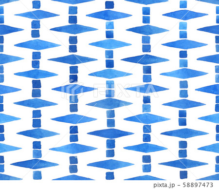 Hand painted geometric tile with rows of beads. Hand painted geometric tile with rows of beads. 58897473
