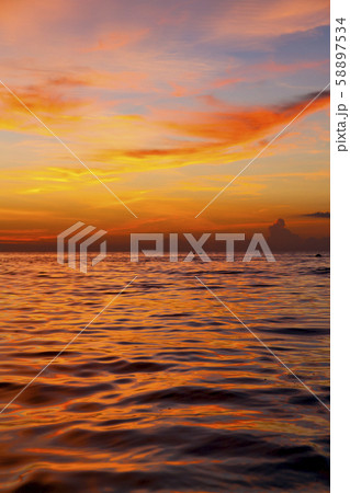 sunrise boat  and sea    south china sea 58897534
